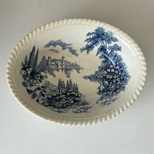 Johnson Brothers Castle on the Lake Blue and White Oval Dish